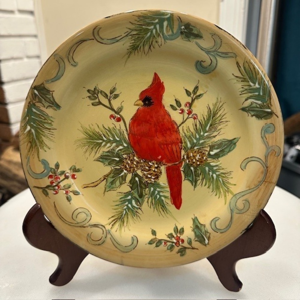 MAXCERA Honey Cardinal Plate Decorative Festive Holiday Seasonal‎ Tableware
